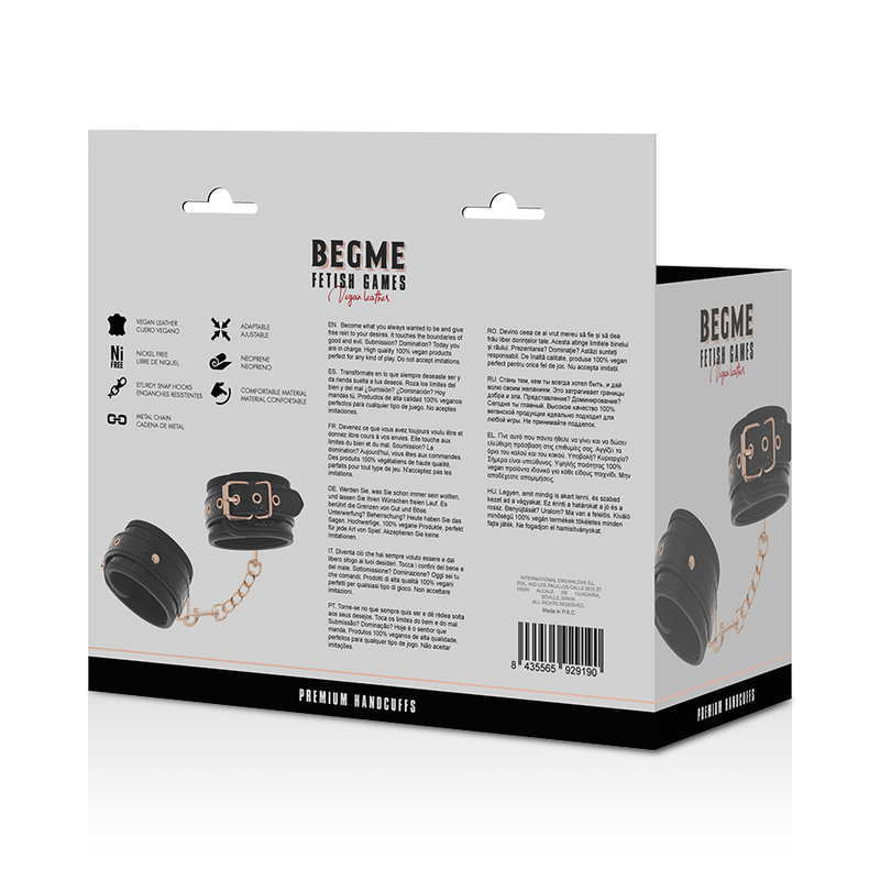 BEGME -BLACK EDITION PREMIUM HANDCUFFS WITH NEOPRENE LINING