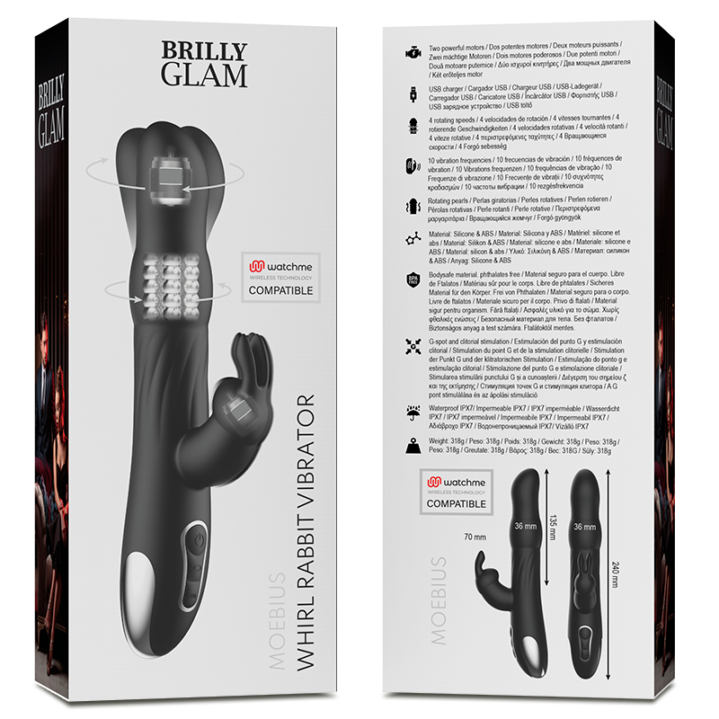 BRILLY GLAM - MOEBIUS RABBIT VIBRATOR & ROTATOR + WATCHME REMOTE CONTROL