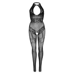 LEG AVENUE - SEAMLESS FISHNET BODYSTOCKING ONE SIZE - BLACK