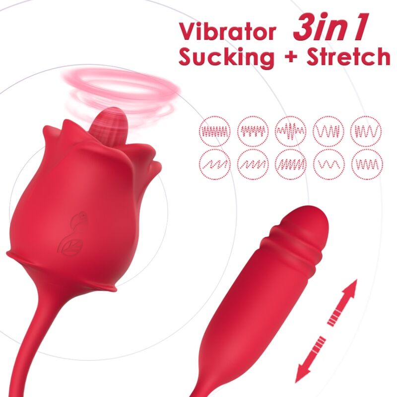 ARMONY - 3-IN-1 PINK, STIMULATOR, SUCTION AND UP&DOWN WITH RED TAIL