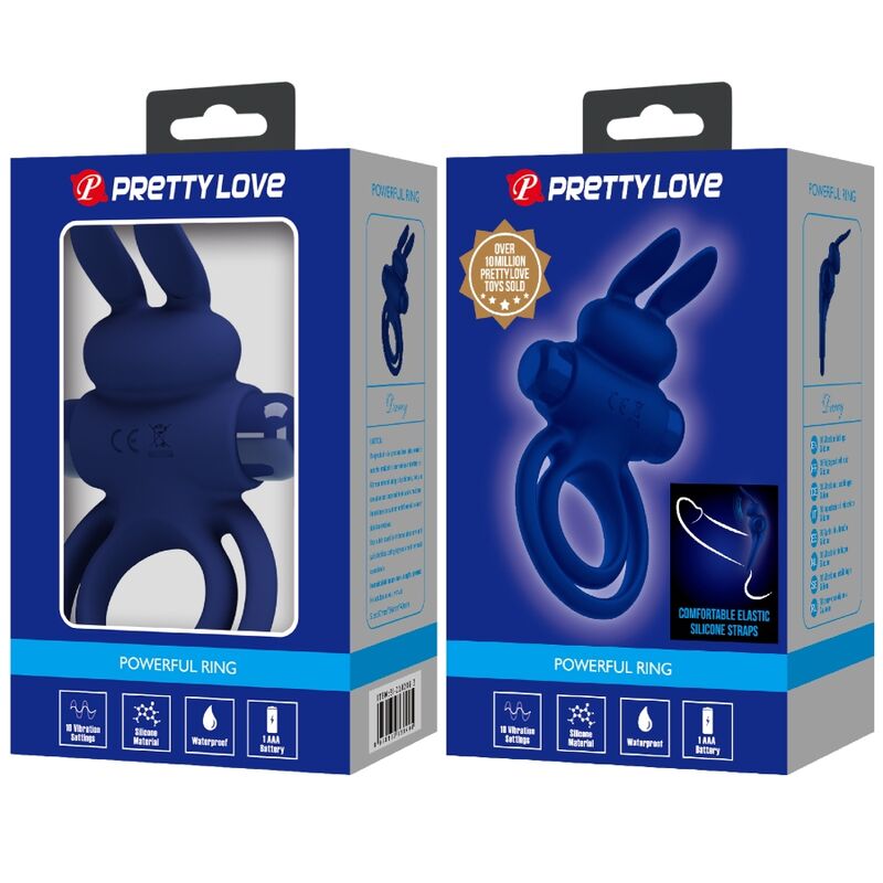 PRETTY LOVE - DAREY DOUBLE VIBRATING RING RABBIT BLUE