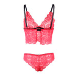 SUBBLIME - 953904 SILK AND LACE NIGHTGOWN + PANTIES RED L/XL