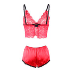 SUBBLIME - 953904 SILK AND LACE NIGHTGOWN + PANTIES RED L/XL