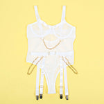 SUBBLIME - 954284 BODY WITH CHAINS + GARTER BELT WHITE S/M