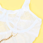 SUBBLIME - 954284 BODY WITH CHAINS + GARTER BELT WHITE S/M