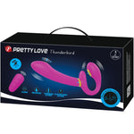 PRETTY LOVE - THUNDERBIRD DOUBLE STRAP-ON VIBRATOR REMOTE CONTROL PURPLE