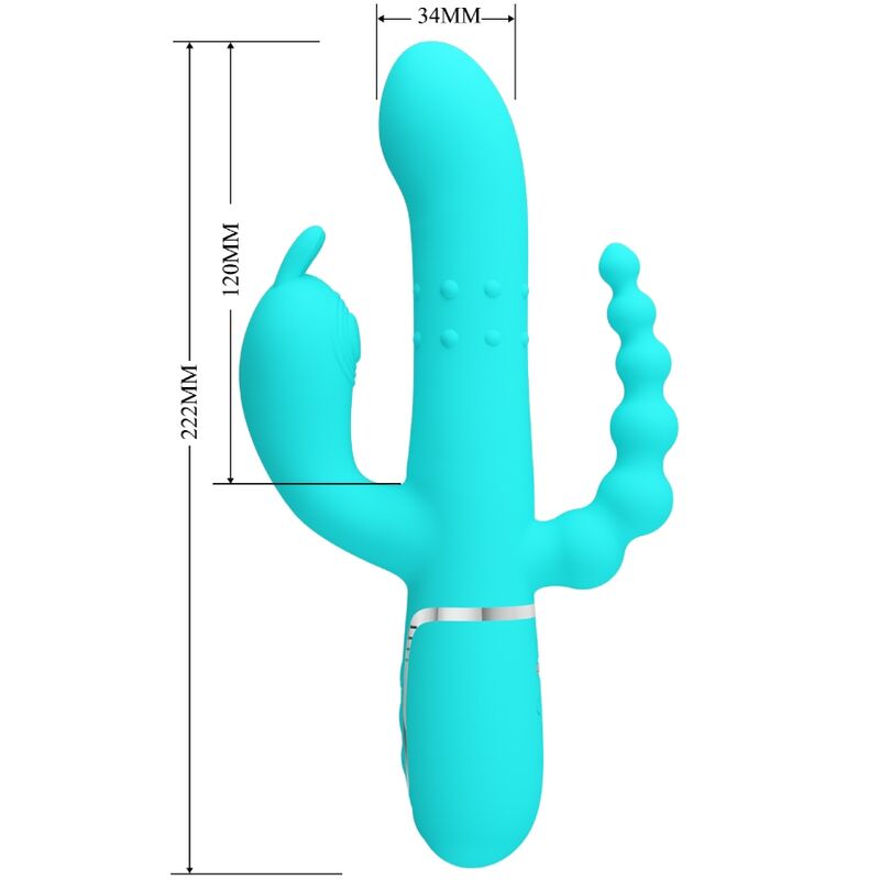 PRETTY LOVE - CAMMY 4 IN 1 MULTIFUNCTION TRIPPLE RABBIT VIBRATORBLUE