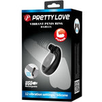PRETTY LOVE - DAHLIA VIBRATING RING + CLITORIS STIMULATOR 12 VIBRATIONS BLACK