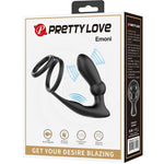 PRETTY LOVE - EMONI PENIS RING + ANAL PLUG 12 VIBRATIONS BLACK