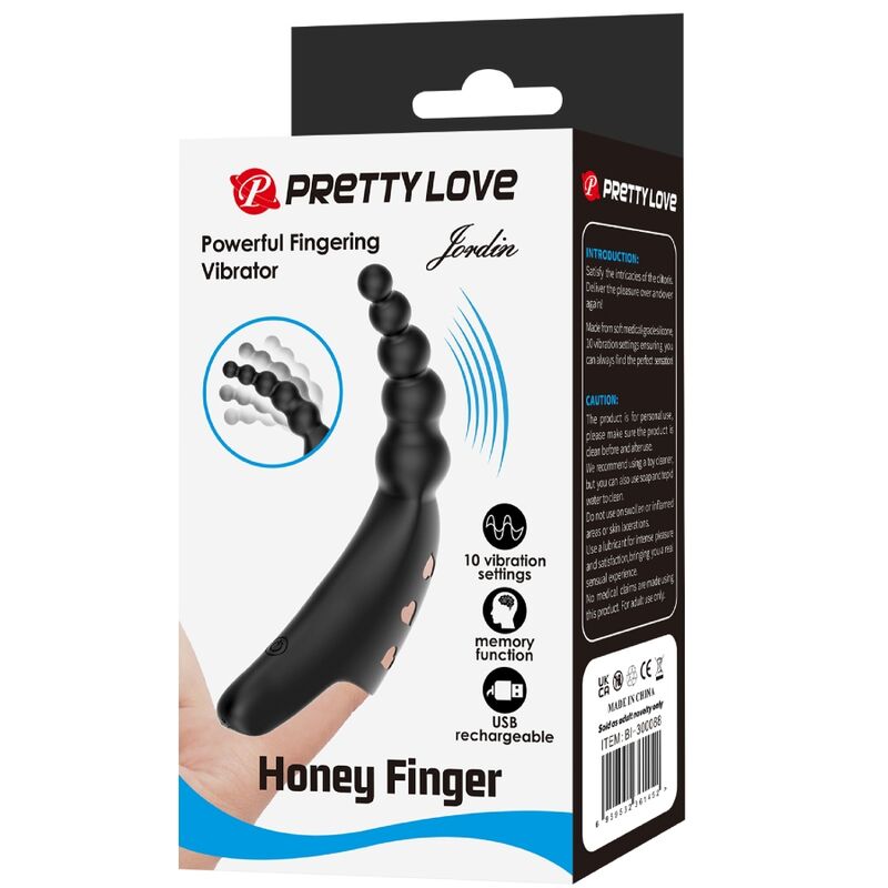 PRETTY LOVE - JORDIN FINGER VIBRATOR 10 VIBRATIONS BLACK