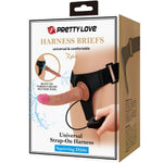 PRETTY LOVE - KYTON UNIVERSAL HARNESS BRIEFS WITH SQUIRTING DILDO 19 CM MULATO