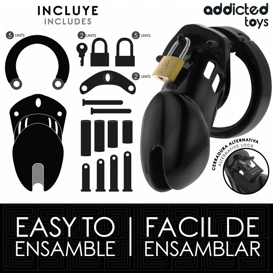 ADDICTED TOYS LOCKED - OBSIDIAN HOLD PENIS CAGE SIZE M