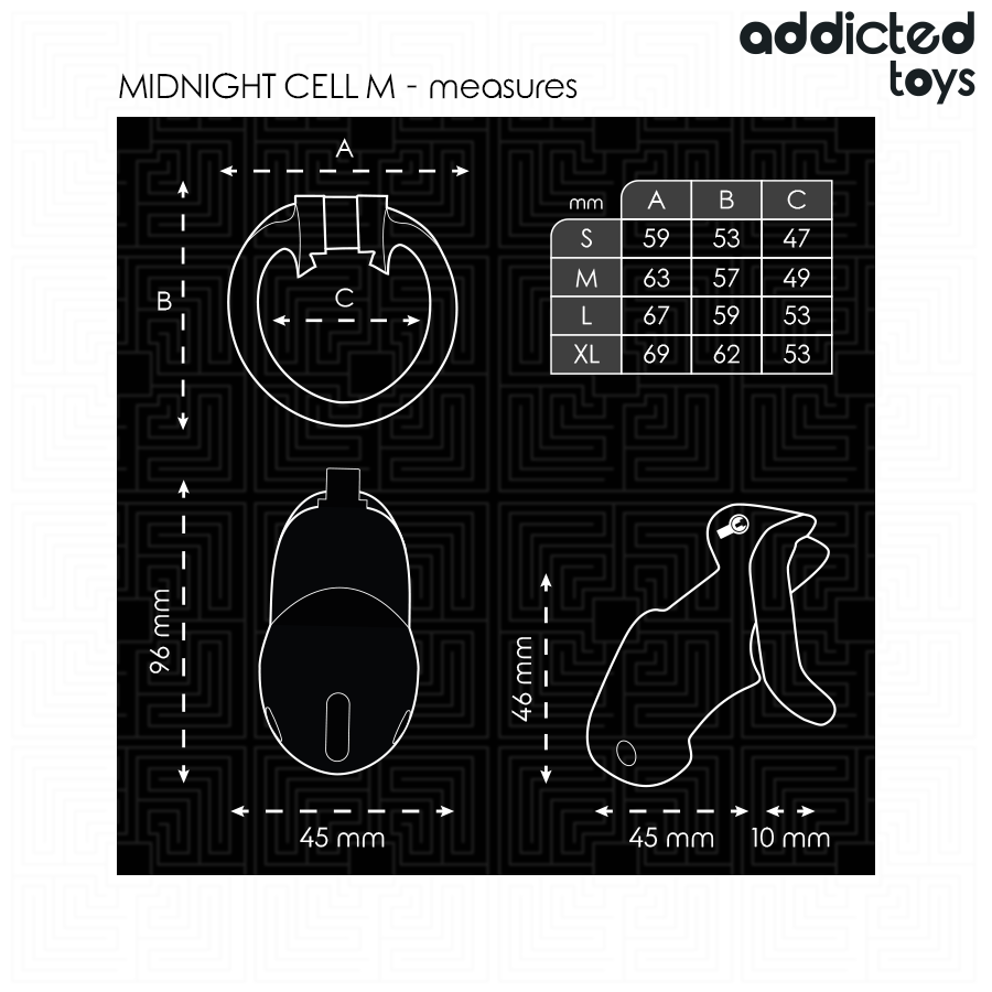 ADDICTED TOYS LOCKED - MINDNIGHT CELL PENIS CAGE SIZE M