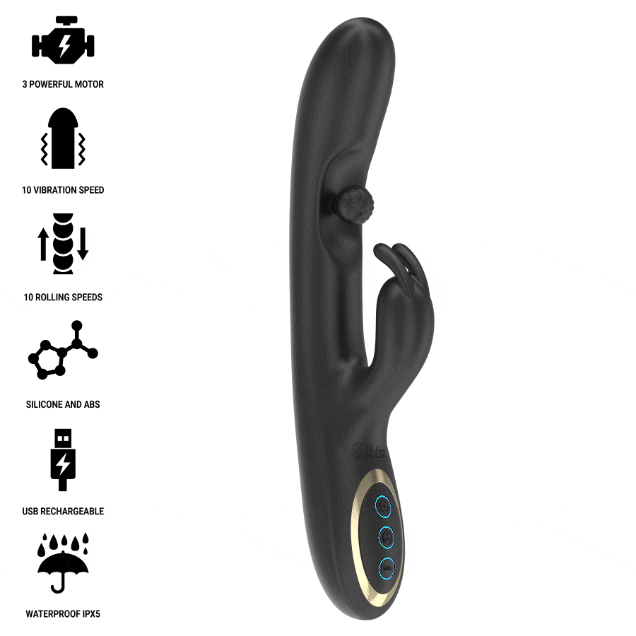IBIZA - POWERFUL RABBIT VIBRATOR WITH MASSAGING ROLLING PEARL