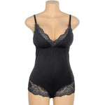 SUBBLIME - BLACK FLORAL LACE DETAIL TEDDY L/XL