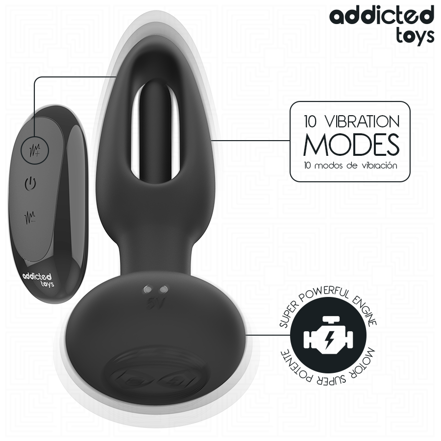 ADDICTED TOYS - ANAL PLUG WITH VIBRATING TONGUE AND REMOTE CONTROL