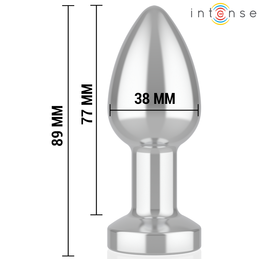 INTENSE - VIBRATING METAL ANAL PLUG WITH LED LIGHTS AND REMOTE CONTROL - SIZE M