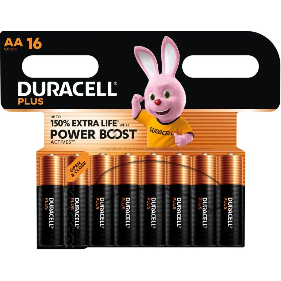 DURACELL - PLUS POWER BOOST AA ALKALINE BATTERY LR6 BLISTER x 16