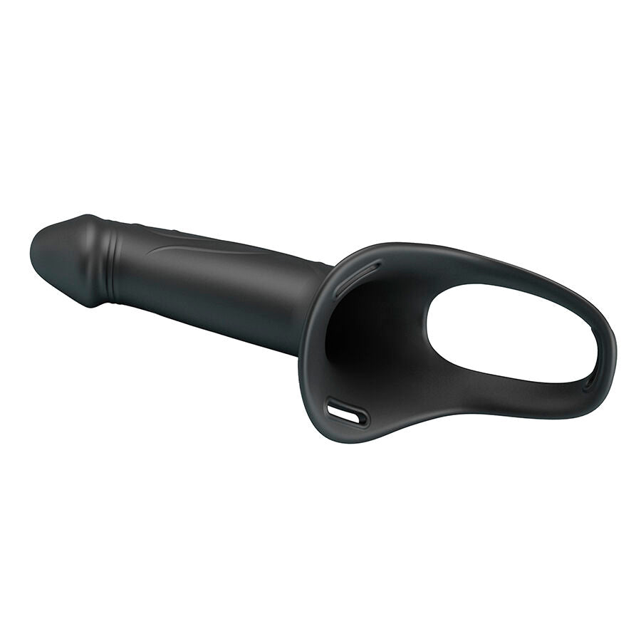 PRETTY LOVE - LANDON BLACK VIBRATING STRAP-ON