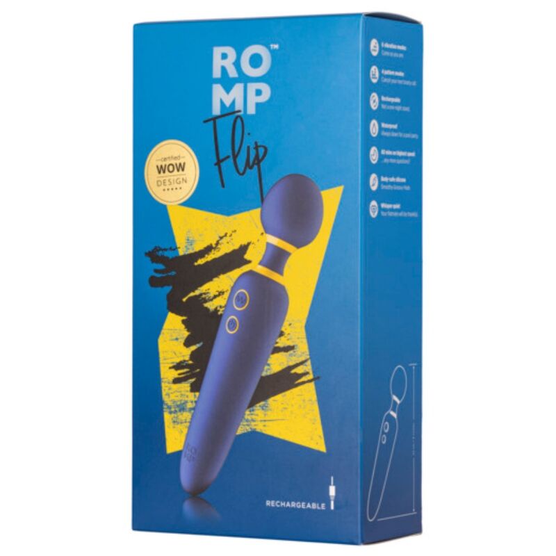 ROMP - FLIP VIBRATING WAND SILENT 10 MODES BLUE