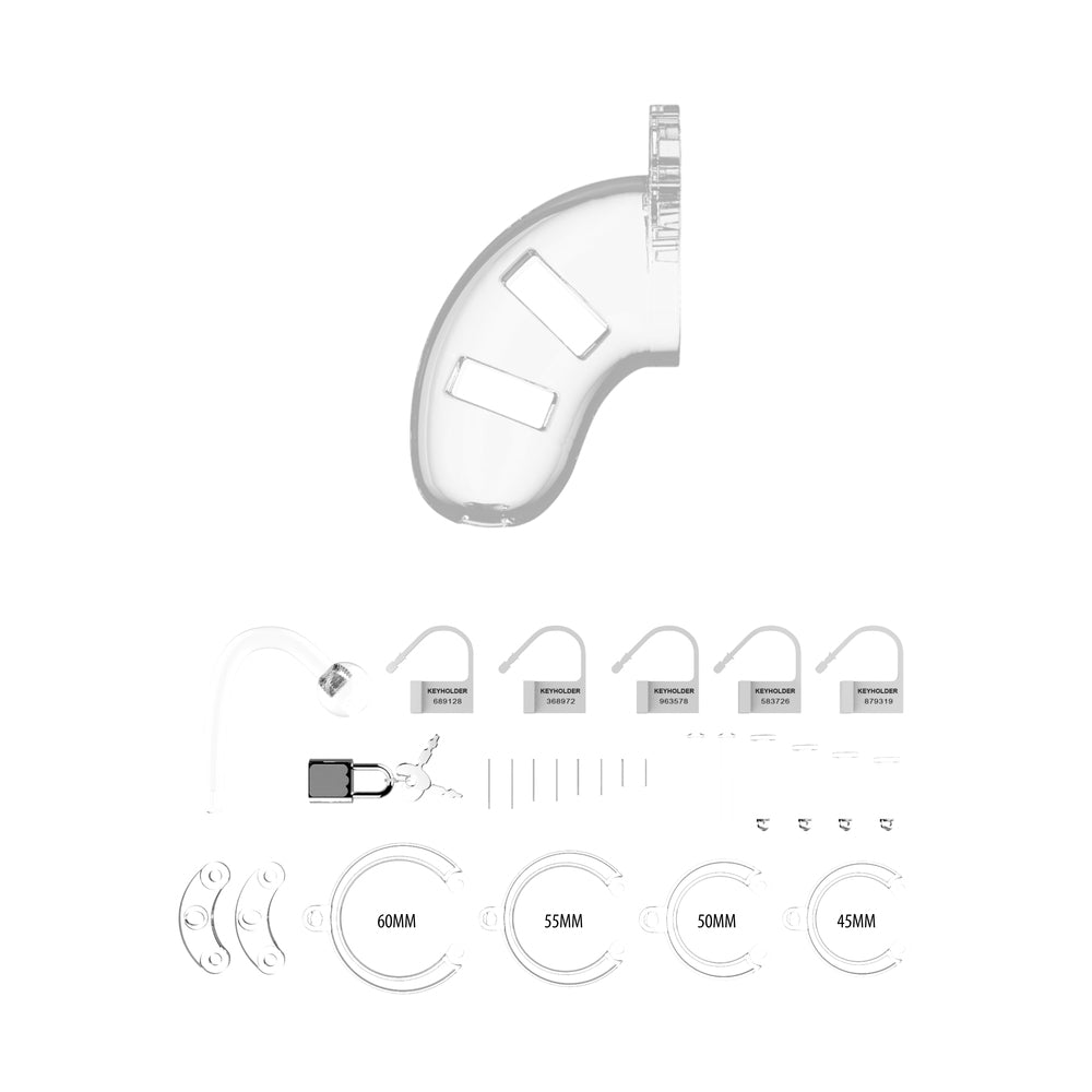 Man Cage 10Male 3.5 Inch Clear Chastity Cage With Anal Plug