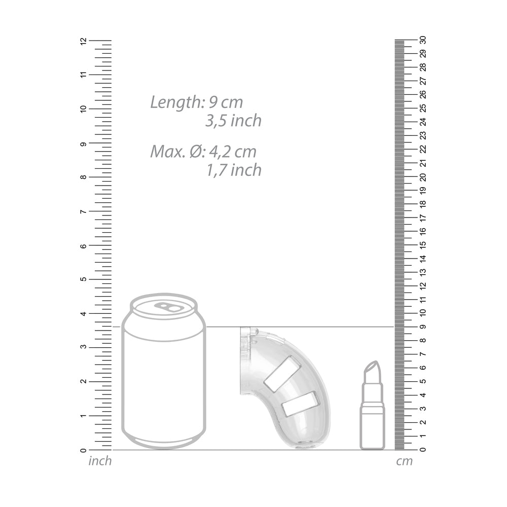 Man Cage 10Male 3.5 Inch Clear Chastity Cage With Anal Plug
