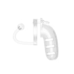 Man Cage 12Male 5.5 Inch Clear Chastity Cage With Anal Plug