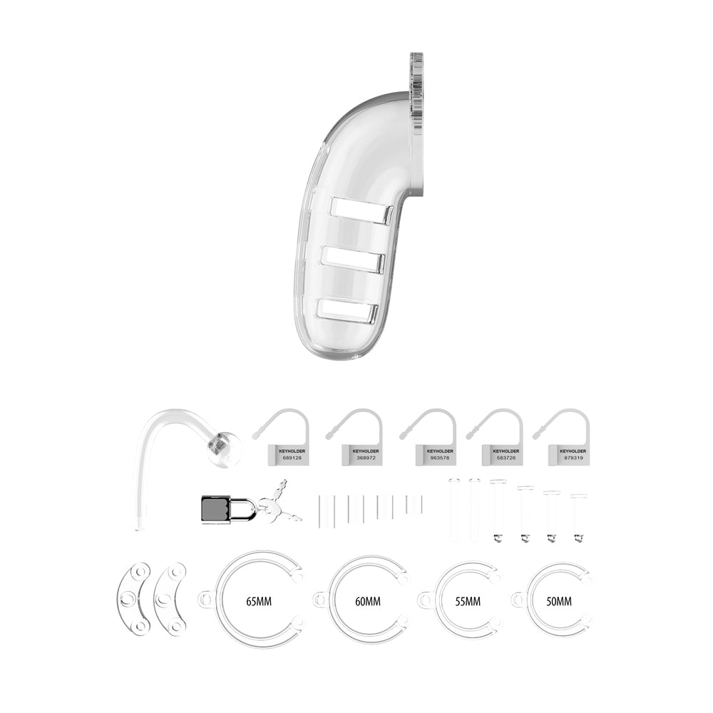 Man Cage 12Male 5.5 Inch Clear Chastity Cage With Anal Plug