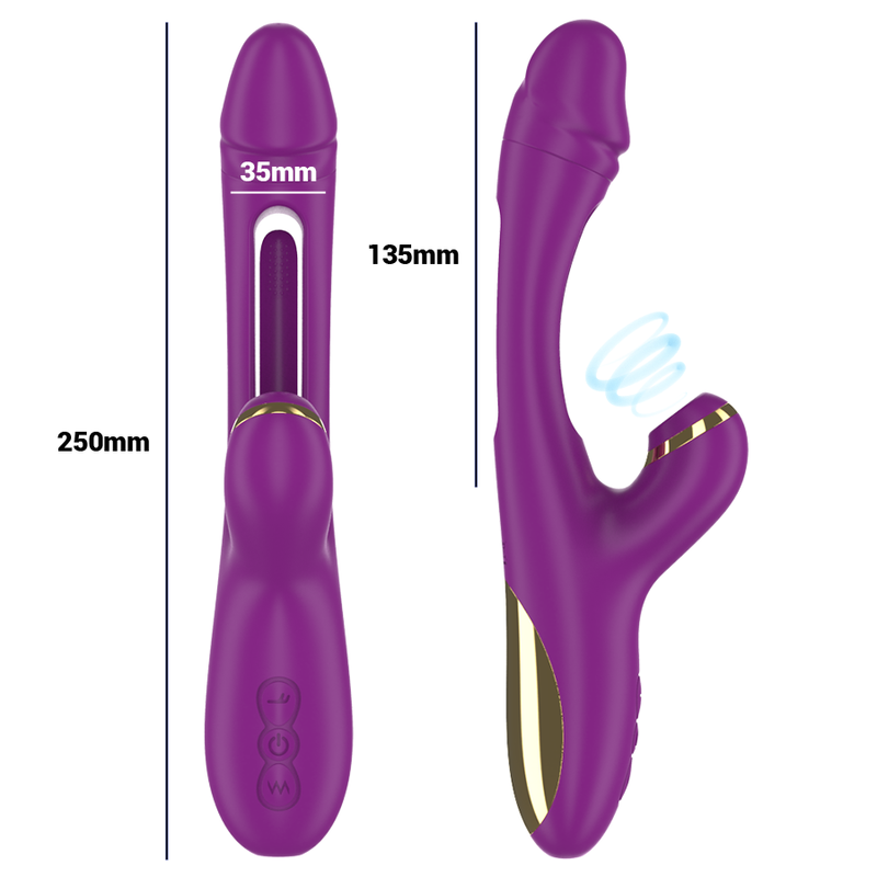 INTENSE - ATENEO RECHARGEABLE MULTIFUNCTION VIBRATOR 7 VIBRATIONS WITH OSCILLATING TONGUE AND PURPLE SUCTION