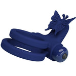 PRETTY LOVE - JAMELE DOUBLE RING WITH VIBRATION & BUTTERFLY STIMULATOR BLUE