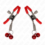 KINK - RED DOUBLE BELL NIPPLE CLAMP RED 6 CM