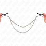 KINK - NIPPLE CLAMPS WITH 2 THICK CHAINS SILVER 20/23 CM