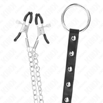 KINK - METAL PENIS RING WITH CHAIN AND ADJUSTABLE NIPPLE CLAMPS