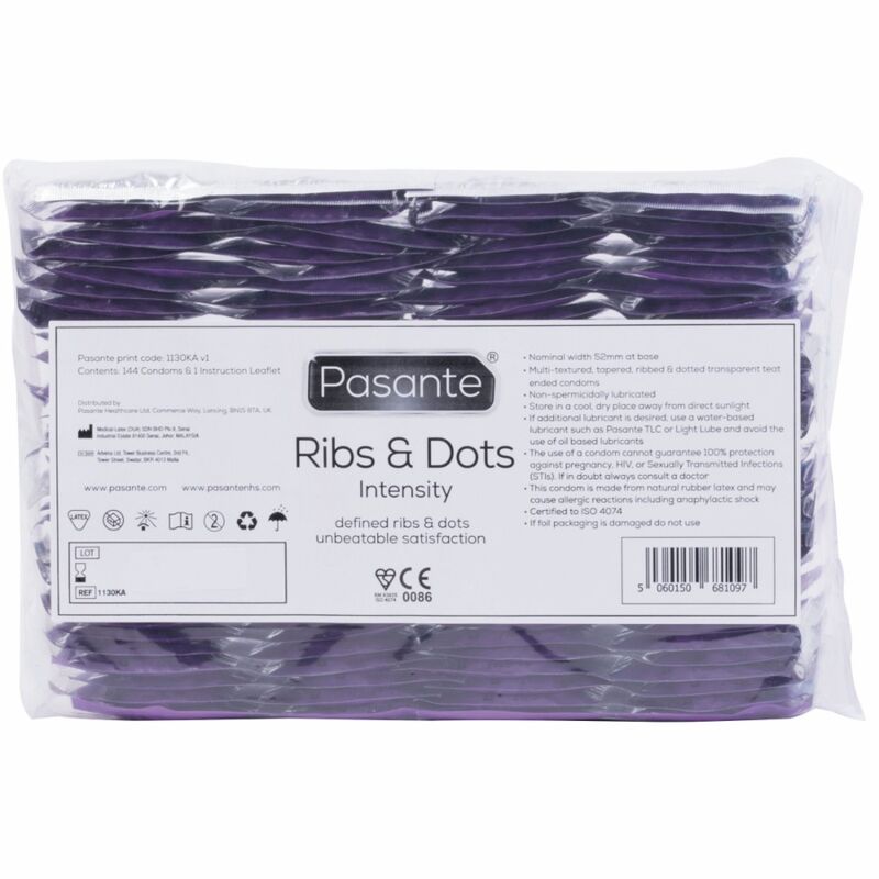 PASANTE - RIBS & DOTS INTENSITY CONDOMS 144 UNITS