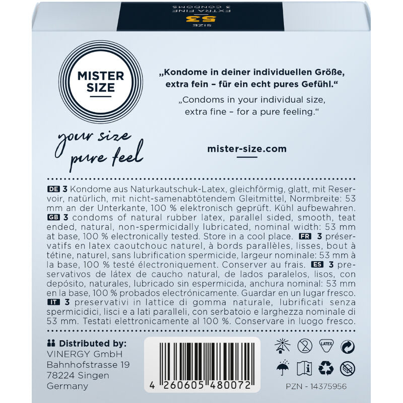 MISTER SIZE - CONDOM SIZE M 53 MM (3 UNITS)