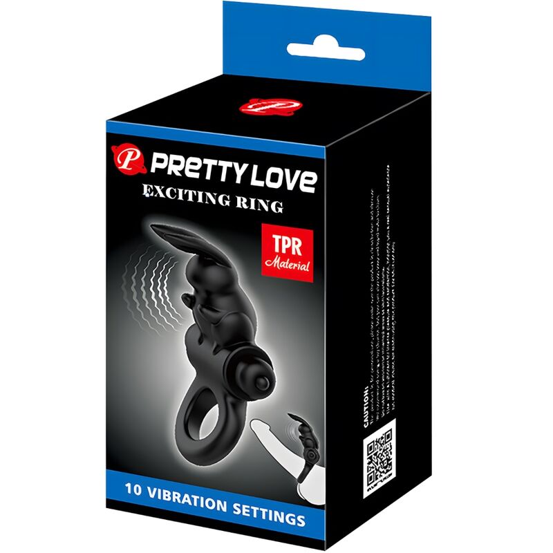 PRETTY LOVE - EXCITING RING RABBIT VIBRATOR RING 10 VIBRATIONS BLACK