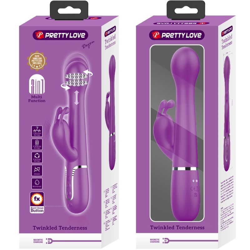 PRETTY LOVE - DEJON 3 IN 1 MULTIFUNCTION RABBIT VIBRATORPURPLE