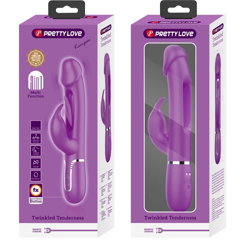 PRETTY LOVE - KAMPAS 3 IN 1 MULTIFUNCTION RABBIT VIBRATORPURPLE