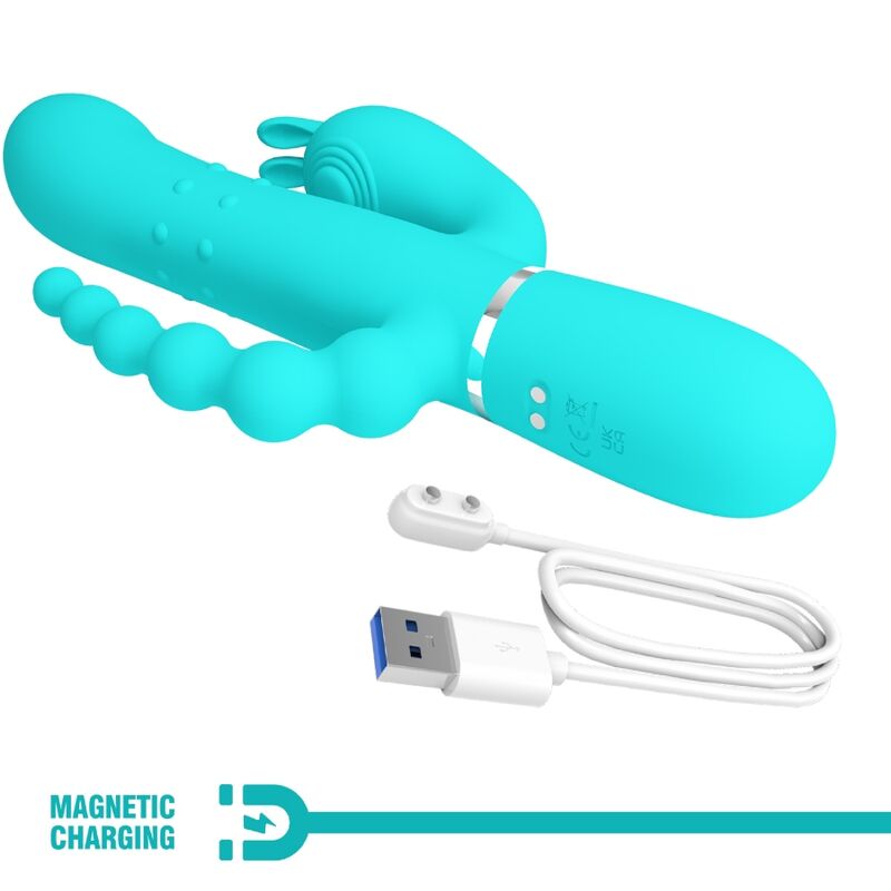 PRETTY LOVE - CAMMY 4 IN 1 MULTIFUNCTION TRIPPLE RABBIT VIBRATORBLUE