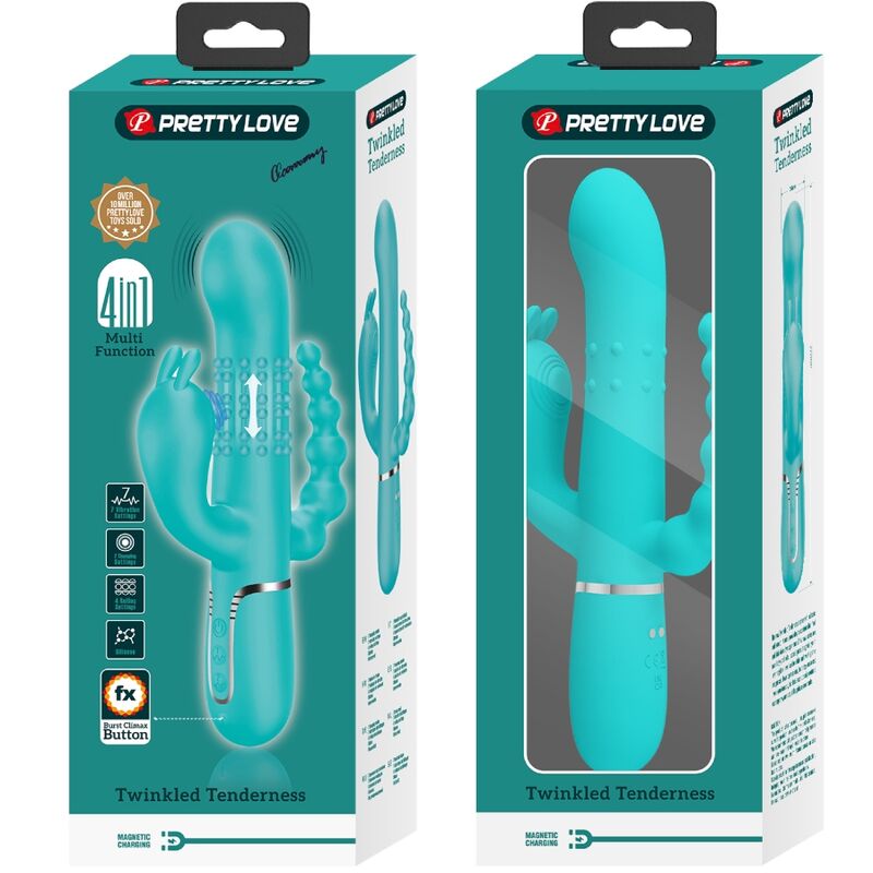 PRETTY LOVE - CAMMY 4 IN 1 MULTIFUNCTION TRIPPLE RABBIT VIBRATORBLUE