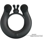 PRETTY LOVE - DAHLIA VIBRATING RING + CLITORIS STIMULATOR 12 VIBRATIONS BLACK