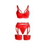 SUBBLIME - 955250 RED BONDAGE BRA WITH GARTER SET S/M