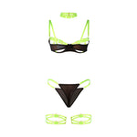 SUBBLIME - 955281 BRA SET WITH NECKLACE AND LEG DETAILS FLUORESCENT GREEN L/XL