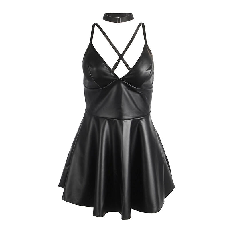 SUBBLIME - 955380 DRESS WITH BLACK LEATHER STRAPS L/XL
