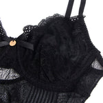 SUBBLIME - 955618 LACE BODYSUIT WITH BOTTOM CLOSURE BLACK S/M