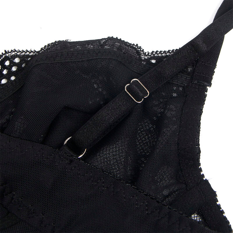 SUBBLIME - 955618 LACE BODYSUIT WITH BOTTOM CLOSURE BLACK S/M