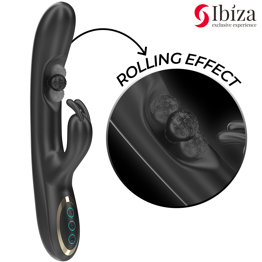 IBIZA - POWERFUL RABBIT VIBRATOR WITH MASSAGING ROLLING PEARL