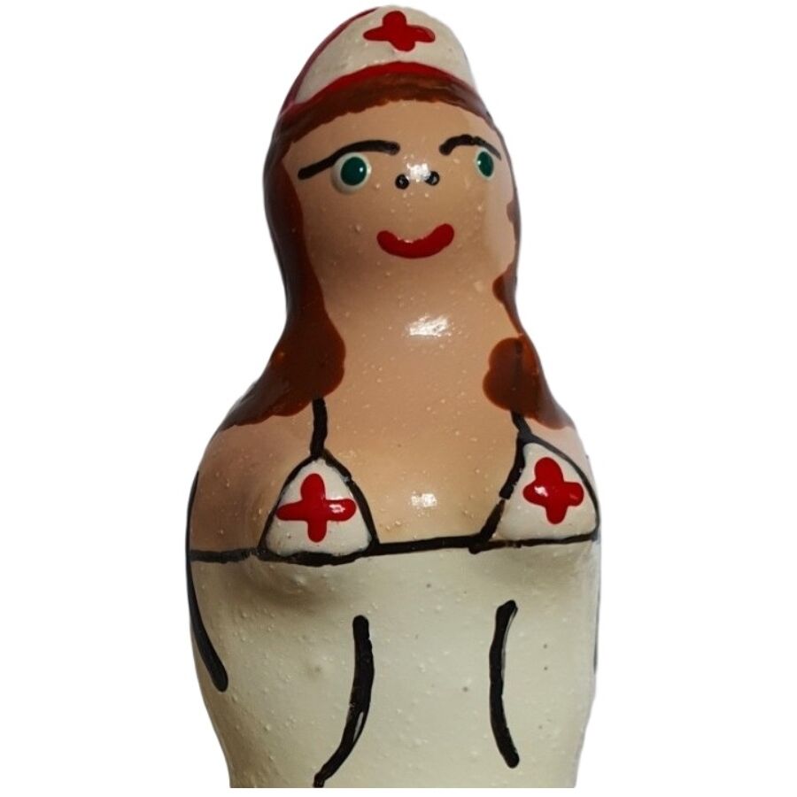 CONDOMERIE - HANDPAINTED NOVELTY CONDOMS NURSE BRUNETTE