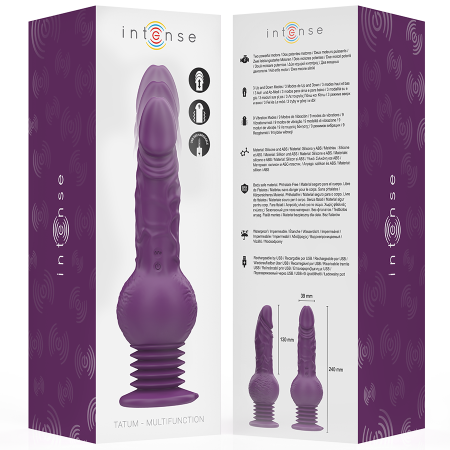 INTENSE - TATUM MULTIFUNCTION VIBRATOR WITH UP AND DOWN VIBRATION 24 CM PURPLE