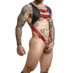 MOB - DNGEON HARNESS WITH RED PENIS RING ONE SIZE